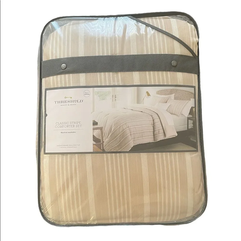 New Classic Stripe Comforter & Sham Set - Threshold sz Fill/Queen